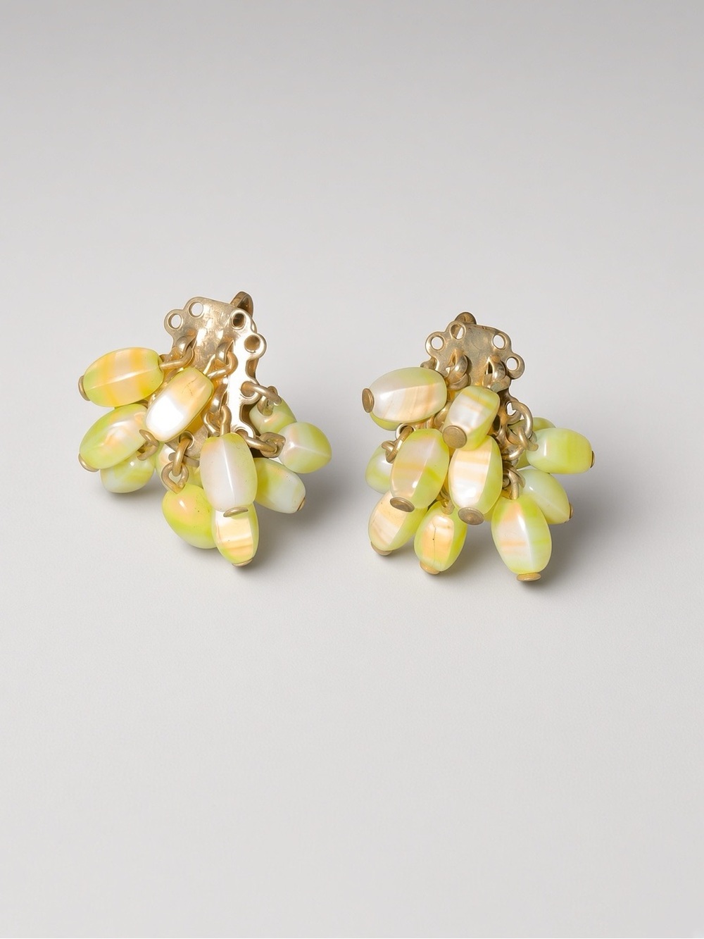 ACCESSOCRAFT NYC Yellow Lime Green Cluster Bead Clip-On Earrings